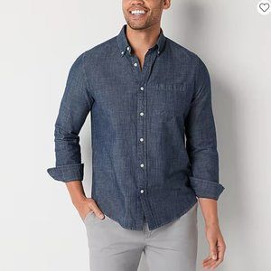 St. John's Bay Chambray Mens Classic Fit Long Sleeve Button-Down Shirt